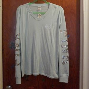 Pink victoria secret powder blue Kong sleeve shirt